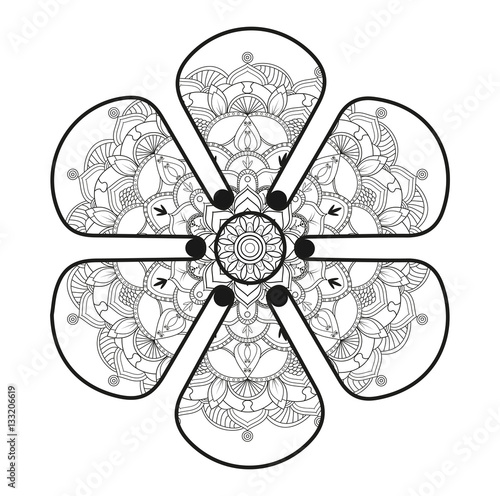 Vector illustration of a flower mandala for coloring book,fiore stilizzato mandala vettoriale da colorare