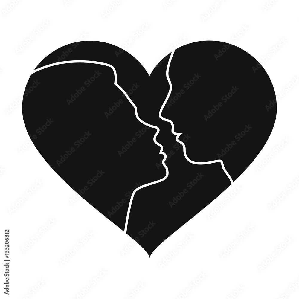 Herz mit küssendem Paar