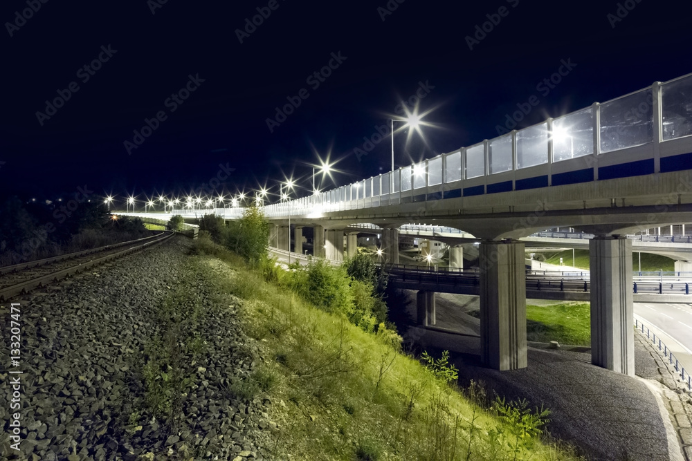 modern viaduct night, Banska Bystrica, Slovakia