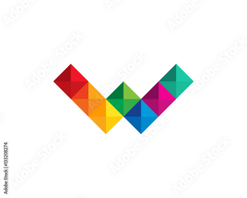 Free Download Initial Letter W Square Pixel Logo Design Element - GFXLoad