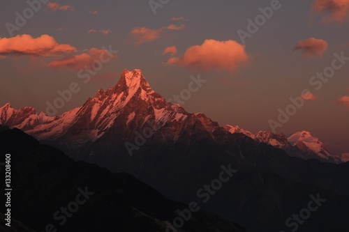 Mount Machapuchare at sunset