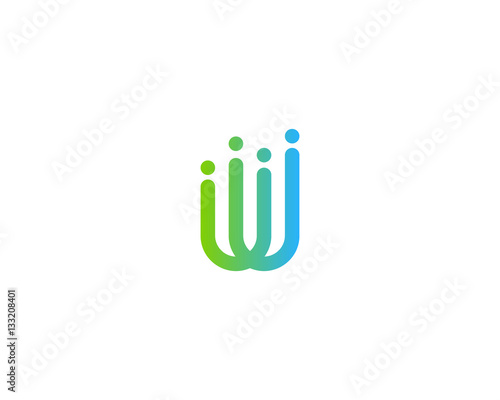 Initial Letter W Line People Logo Design Element