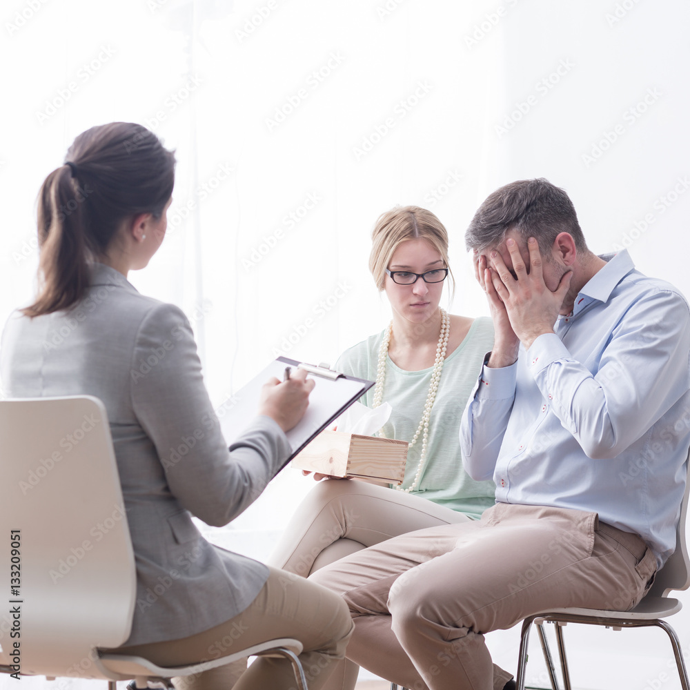 Crying man at psychologist's Crying man at psychologist's