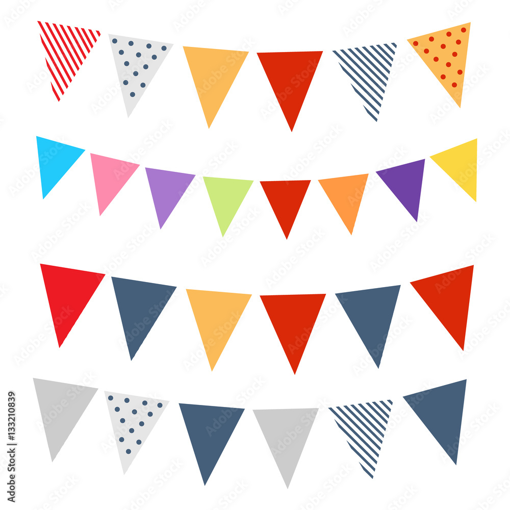 Fototapeta premium Isolated colorful flags and banner for party and holidays