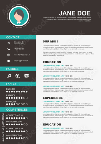 cv , template avec police arial