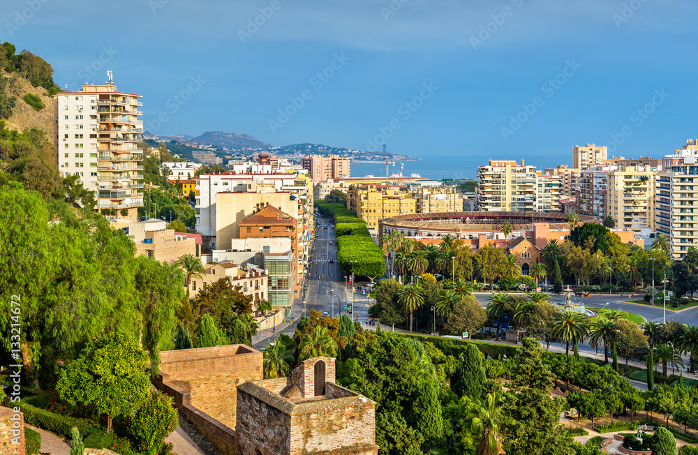 View of Malaga with la Malagueta Bullring. Spain