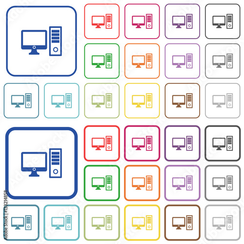 Desktop computer outlined flat color icons