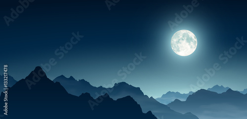 Paysage montagnard au clair de lune vectoriel 1 photo