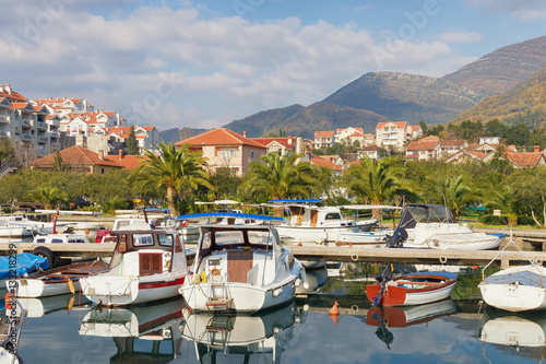 View of fishing boats in Marina Kalimanj in Tivat, Montenegro