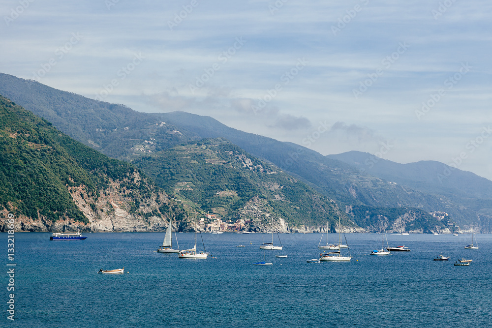 Boats and yachts in Liguria sea, Italy