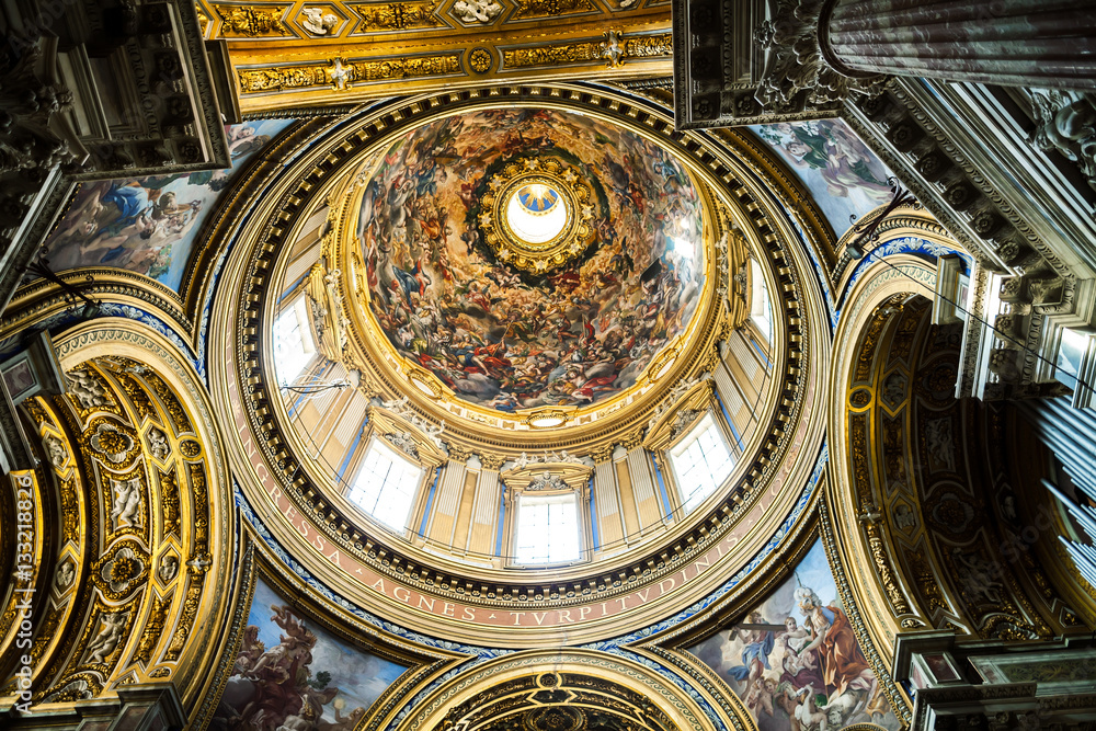 Interiors and architectural details of italian cathedral