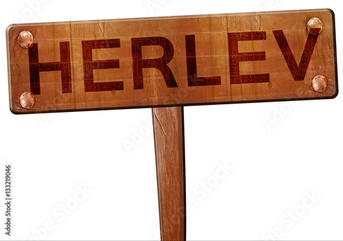 Herlev road sign, 3D rendering photo