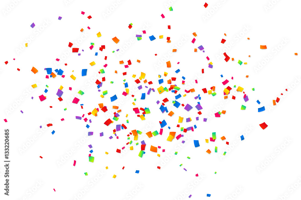 Bright colorful confetti isolated on white background
