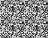 Black floral lace vintage ornament seamless pattern