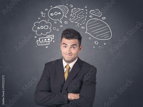 Businessman with speech bubbles