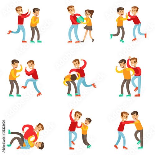 A Bully Oppressing And Bullying Other Kids With The Victims Fighting Back Or Loosing The Fight Being Beaten Up By Stronger Boy.