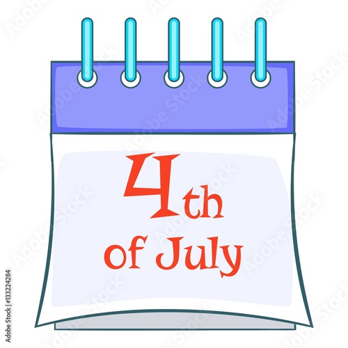 Independence day calendar icon, cartoon style