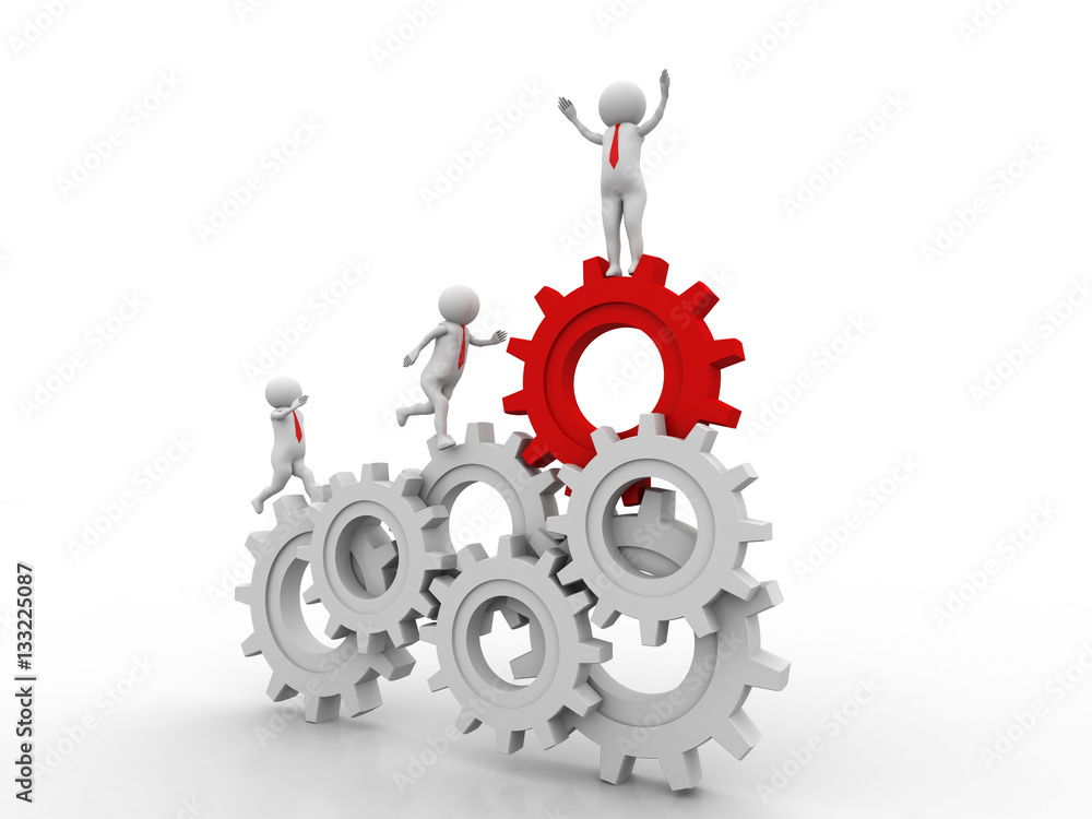 3d people - man, person running in gear wheels. Businessman and gear mechanism 3d people - man, person running in gear wheels. Businessman and gear mechanism