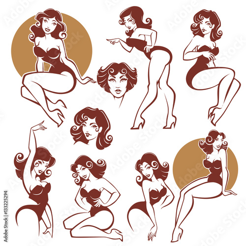 pinup girls, vector collection