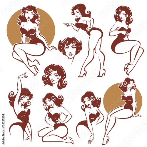 pinup girls, vector collection photo