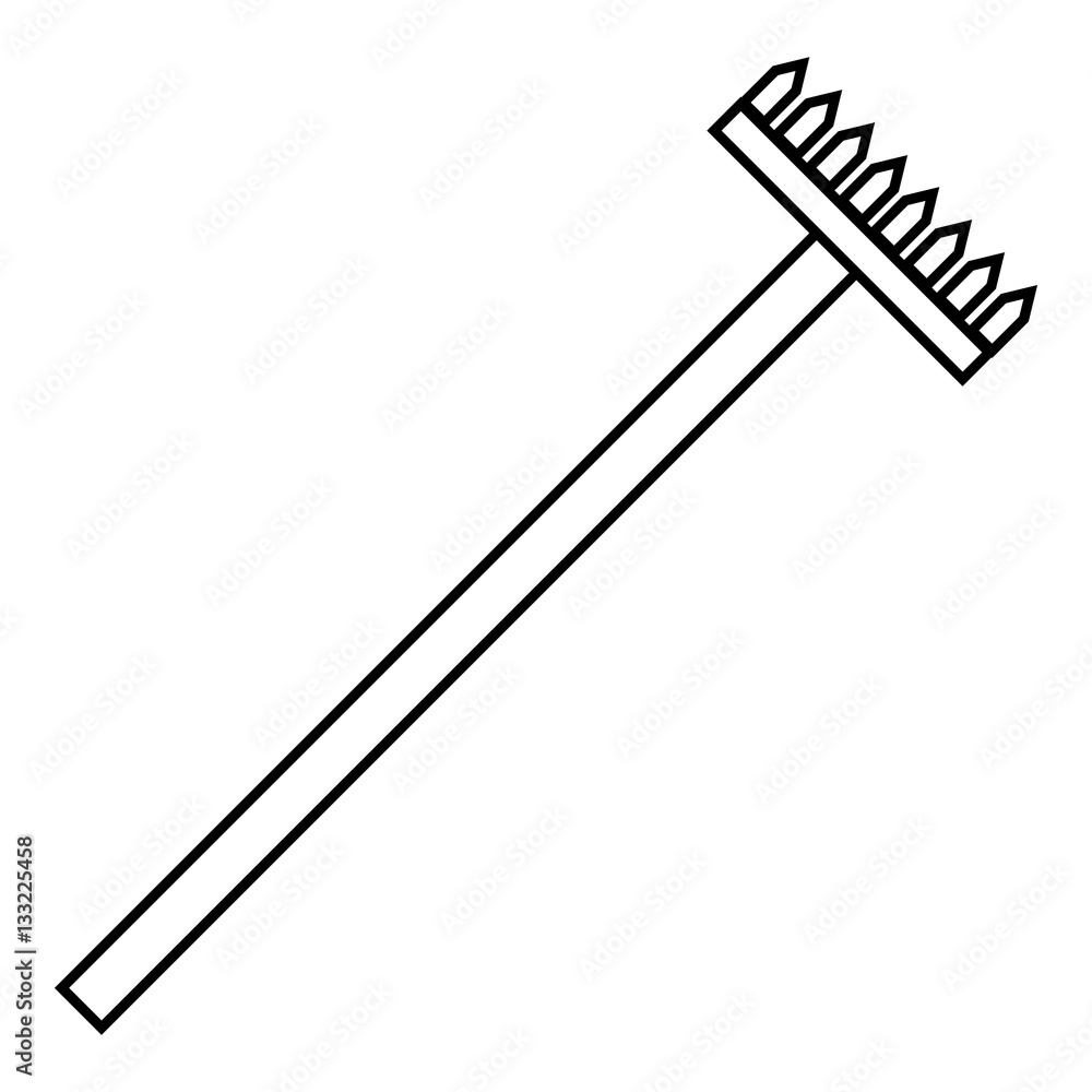 Big rake icon, outline style Big rake icon, outline style
