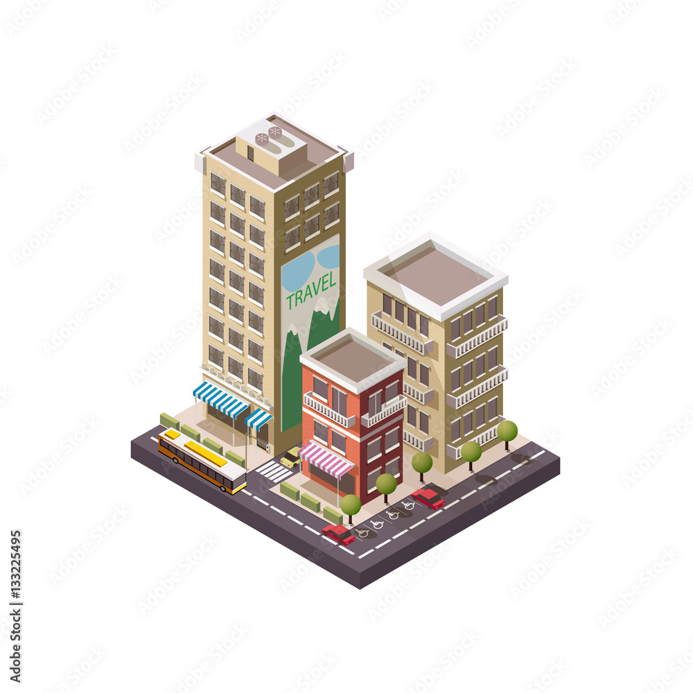 Isometric industrial and business city