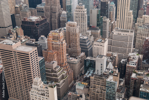 Aerial of Manhattan skyscrapers 