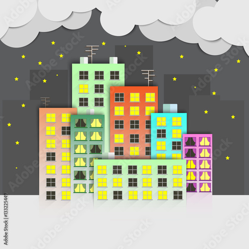 Flat town. A set of buildings.