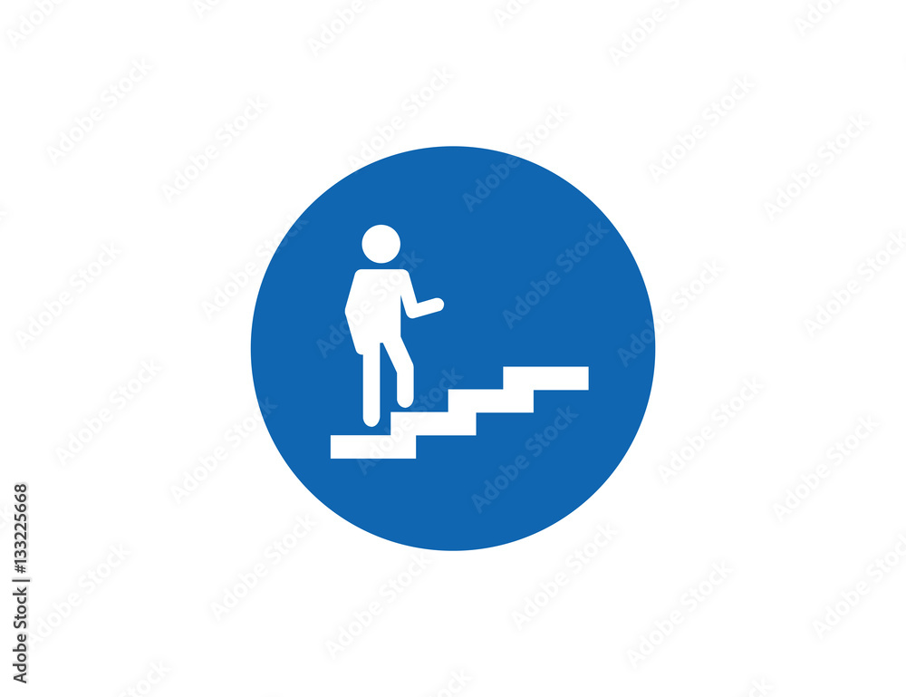 Vector flat man walking stairs symbol icon Vector flat man walking stairs symbol icon