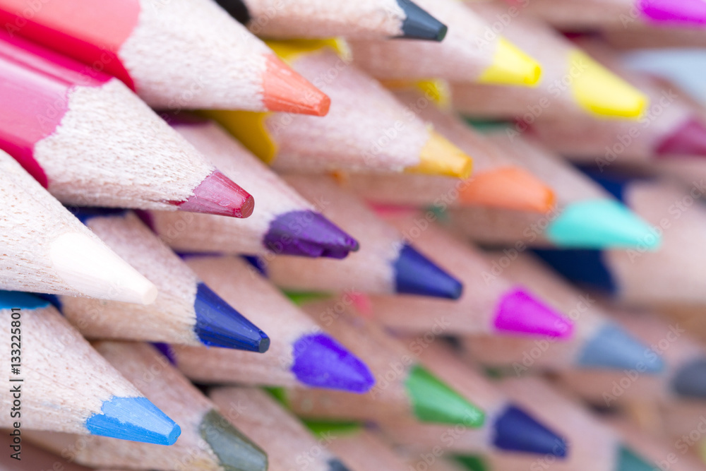 Close up image of color pencils Close up image of color pencils