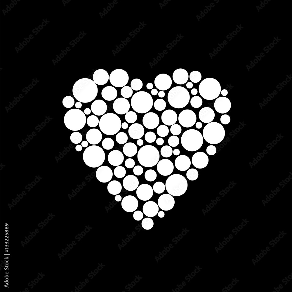 Illustration of white elements heart, Valentines Day print Illustration of white elements heart, Valentines Day print