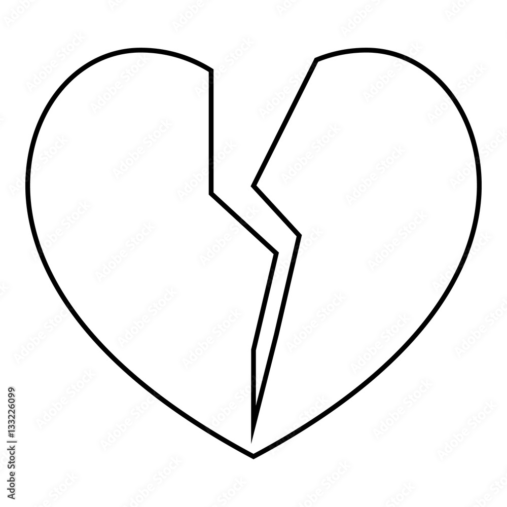 Broken heart icon, outline style Broken heart icon, outline style