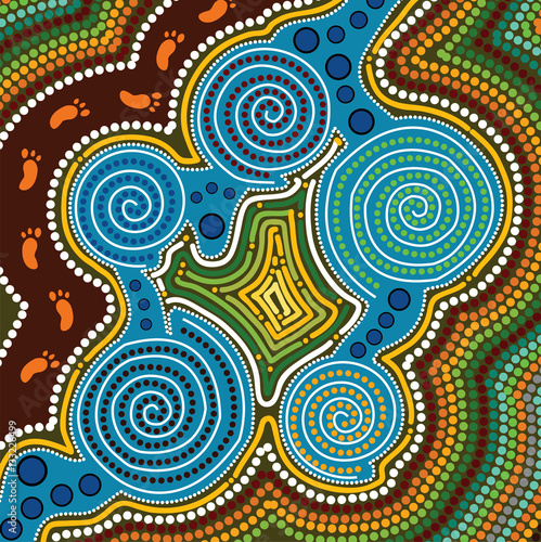 Illustration based on aboriginal style of dot painting.
