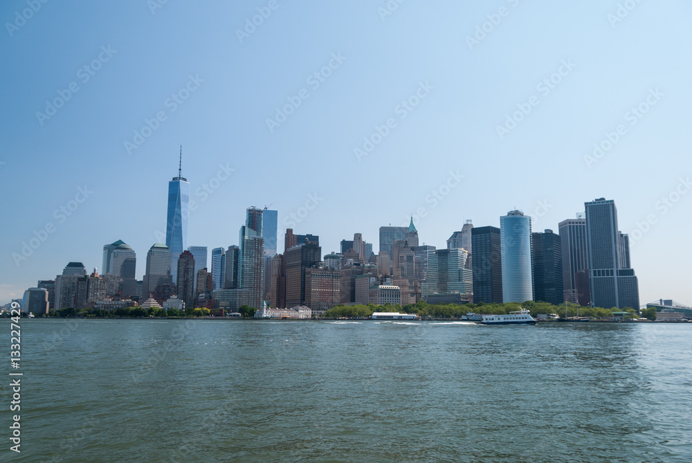 Manhattan downtown and Battery Park close up