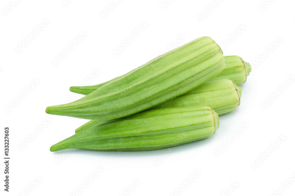 Fresh young okra isolated on white background Fresh young okra isolated on white background