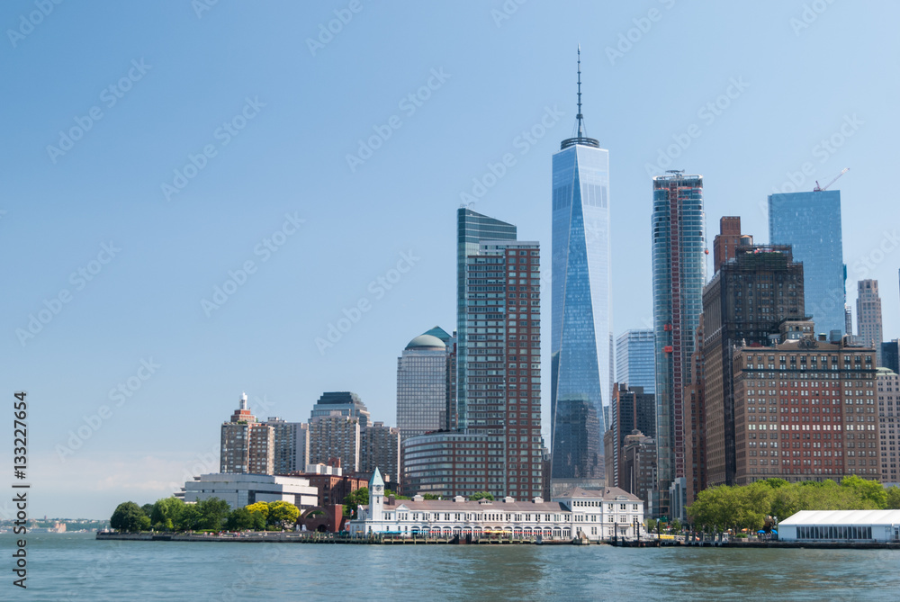 Manhattan downtown battery park close up