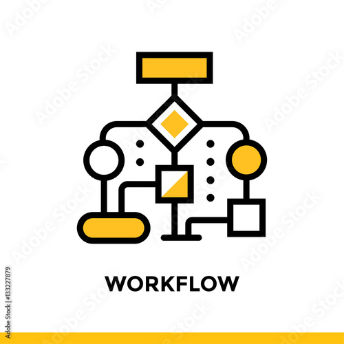 Linear workflow icon for startup business. Pictogram in outline style. Vector flat line icon suitable for mobile apps, websites and presentation