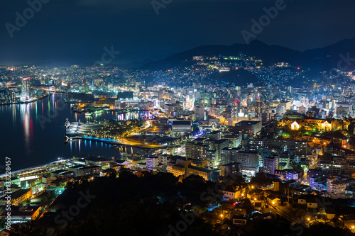 Nagasaki City in japan at night