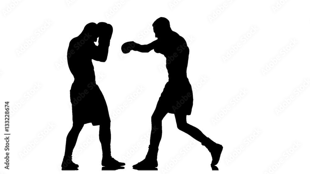 Silhouette. Serie different blows to the head in a box Silhouette. Serie different blows to the head in a box