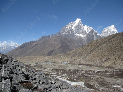 A valley in the Himalayas on the Mt. Everest Base camp trek.