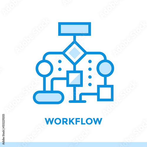 Linear workflow icon for new business. Pictogram in outline style. Vector modern flat icon suitable for print, presentation and website