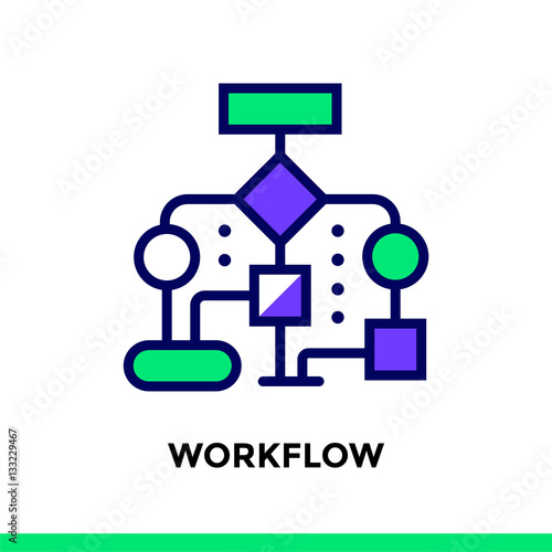 Linear workflow icon for new business. Pictogram in outline style. Vector flat line icon suitable for mobile apps, websites and illustration