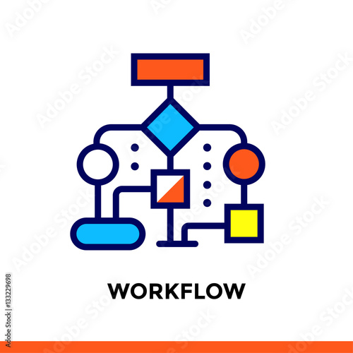 Linear workflow icon for new business. Pictogram in outline Vector flat line icon suitable for mobile apps, websites and illustration