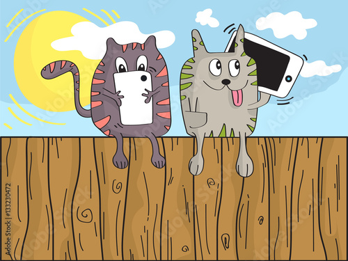 Cats using smartphones