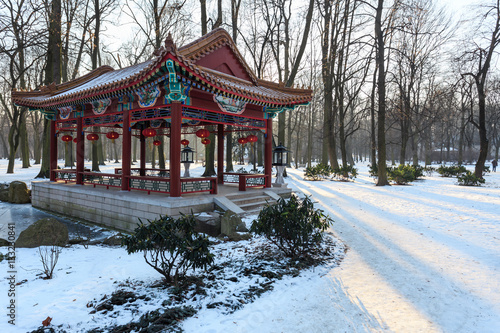 Wallpaper Mural Winter in Royal Lazienki Park in Warsaw - Chinese Pavilion Torontodigital.ca