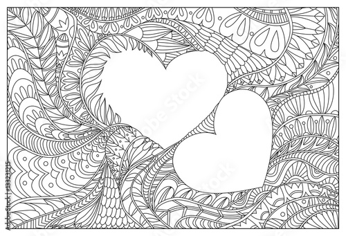 Valentine's hearts coloring page for adults