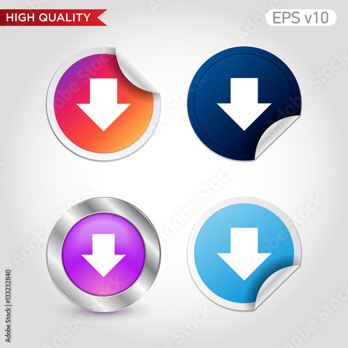 Free Download Colored icon or button of down arrow symbol with background - GFXLoad