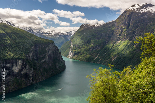 Geirangerfjorden with the waterfall the seven sisters from the r photo