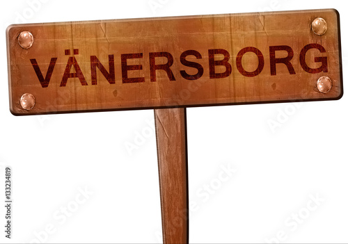 Vanersborg road sign, 3D rendering