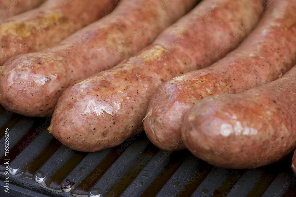 Sausages on the grill